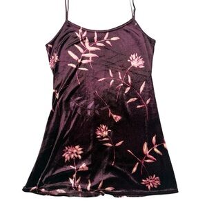 Vintage 90s California Dynasty Purple Pink Floral Velvet Slip Dress Whimsigoth